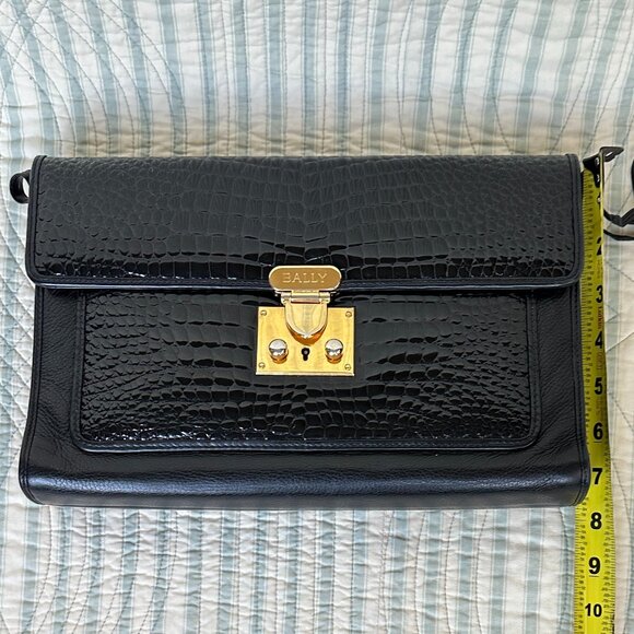 Bally Black Alligator Shoulder Bag with Wallet - Picture 2 of 16